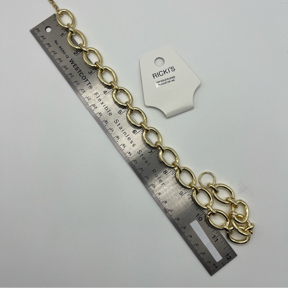 NWT Ricki’s Chunky Gold Chain Necklace • 14K Gold Plated • Toggle Clasp - Picture 4 of 5